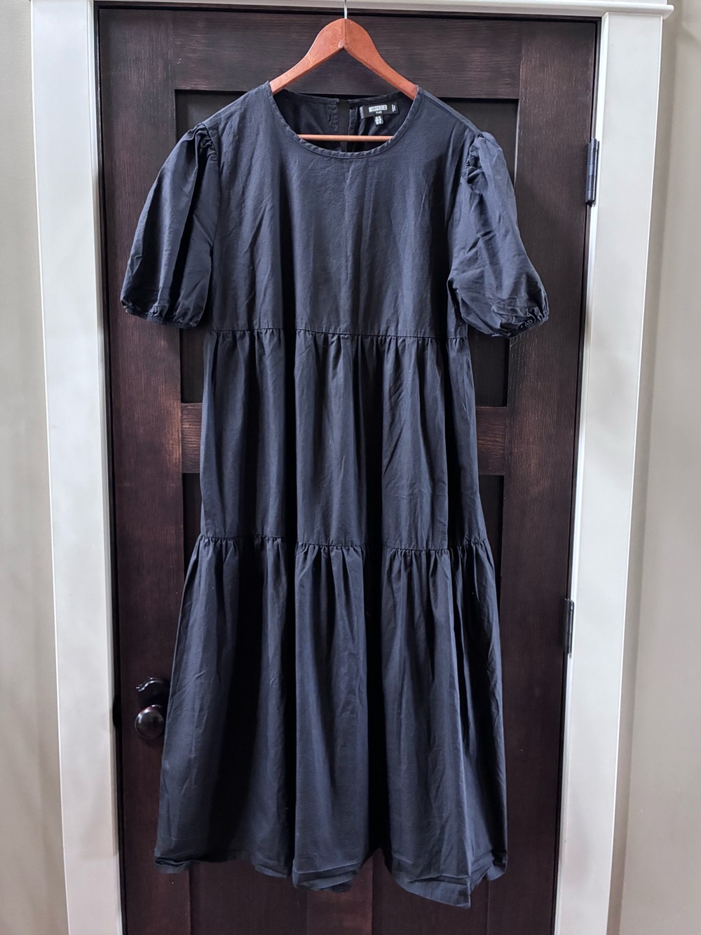 Black Tiered Midi Dress Size: 16